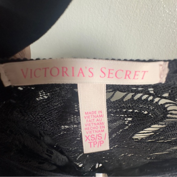 Victoria’s Secret Black Lace Swim Coverup Women Size XS V Neck Fringe Hem - Picture 7 of 12